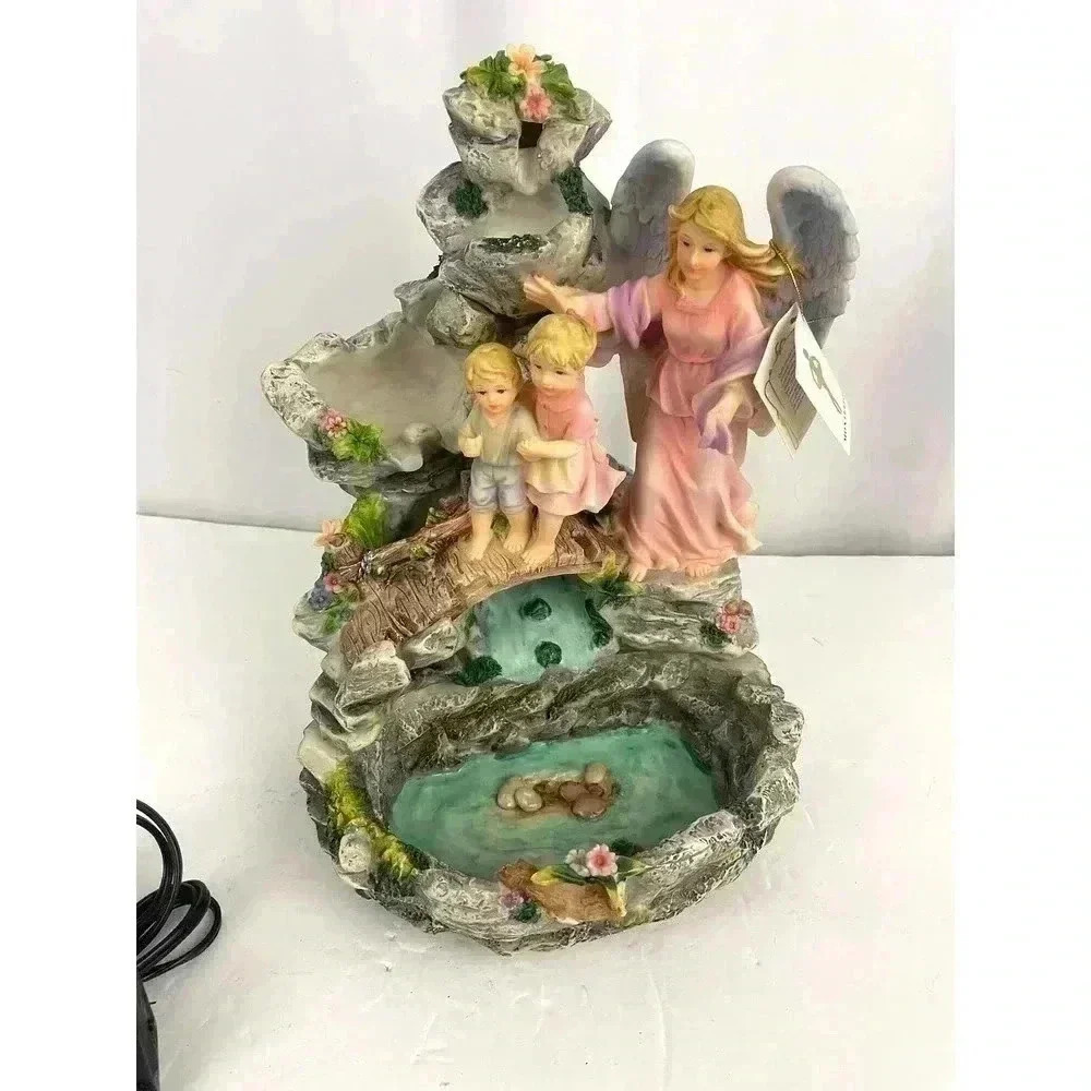 Montefiori Collection Figurine Angel Guarding Children Religious Water‎ Fountain